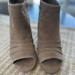 Vince Camuto Tan Ankle Booties with Perforated Design